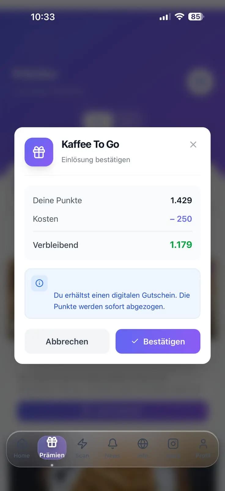 Treuli Einloesen bestaetigen