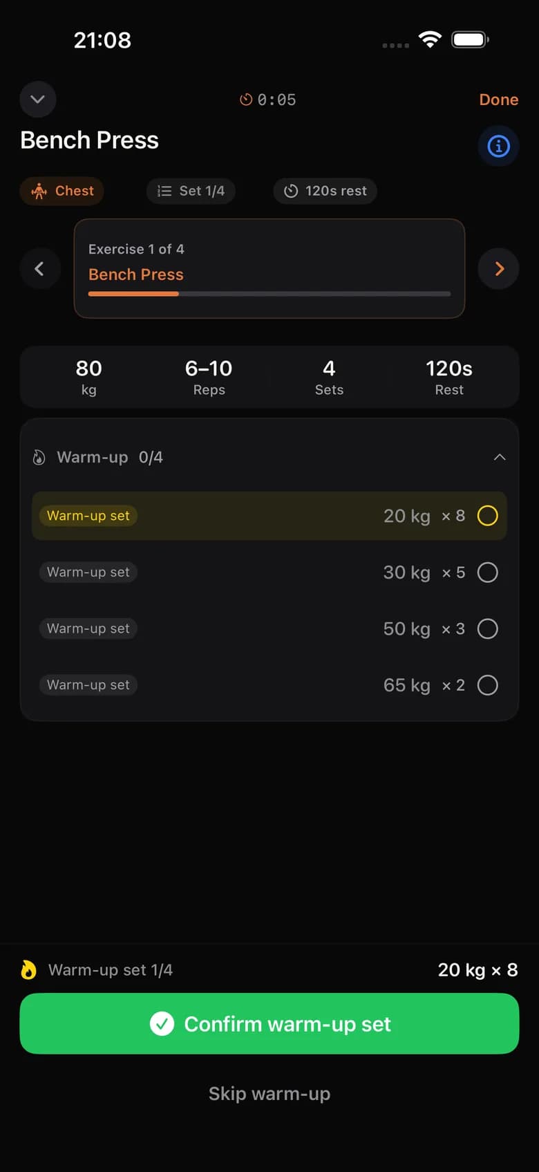 Repp: Warm-up sets