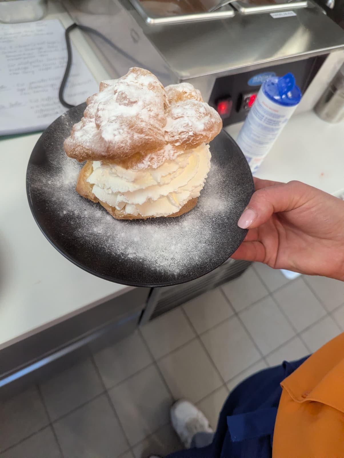 Homemade cream puff with filling