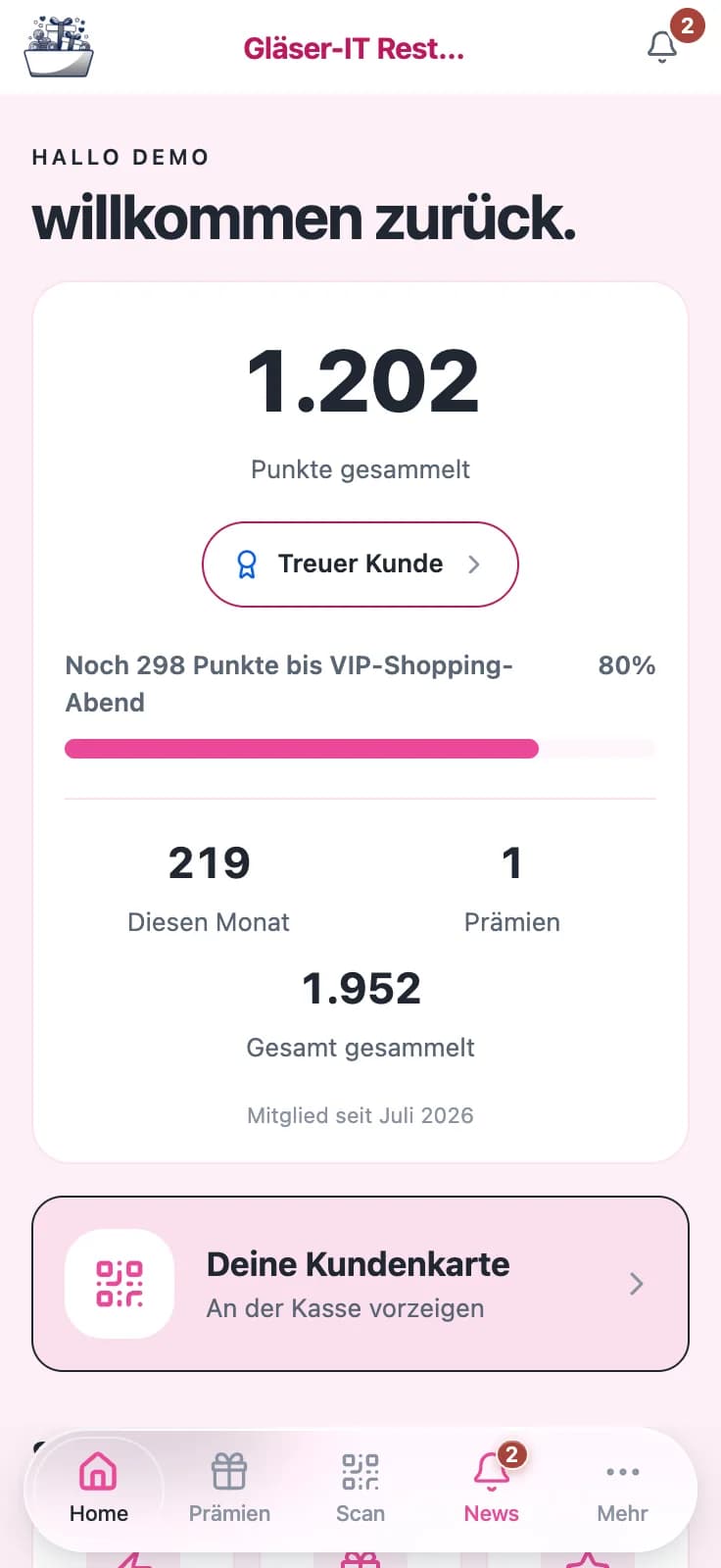 Treuli Dashboard - Eisdiele Theme