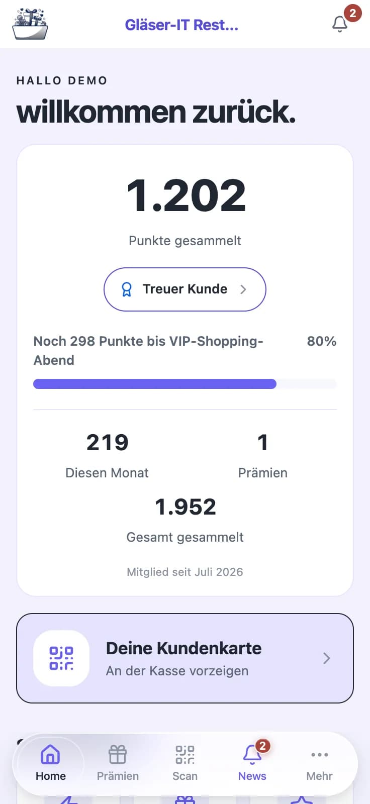 Digitales Kundenbindungsprogramm für lokale Geschäfte