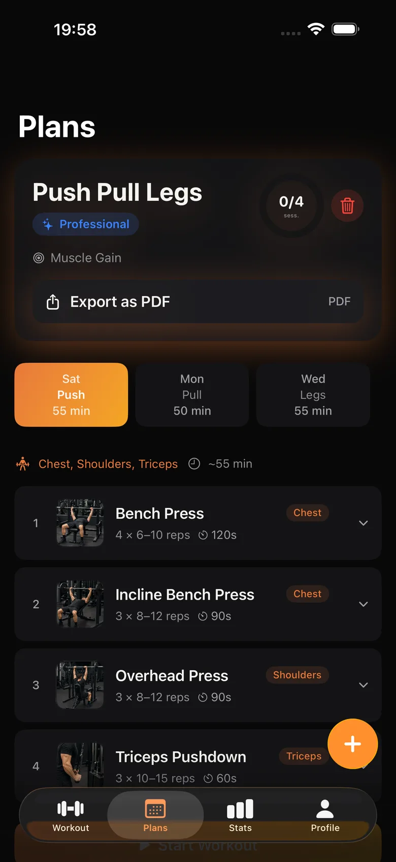 Training plan · exercises and weekly structure