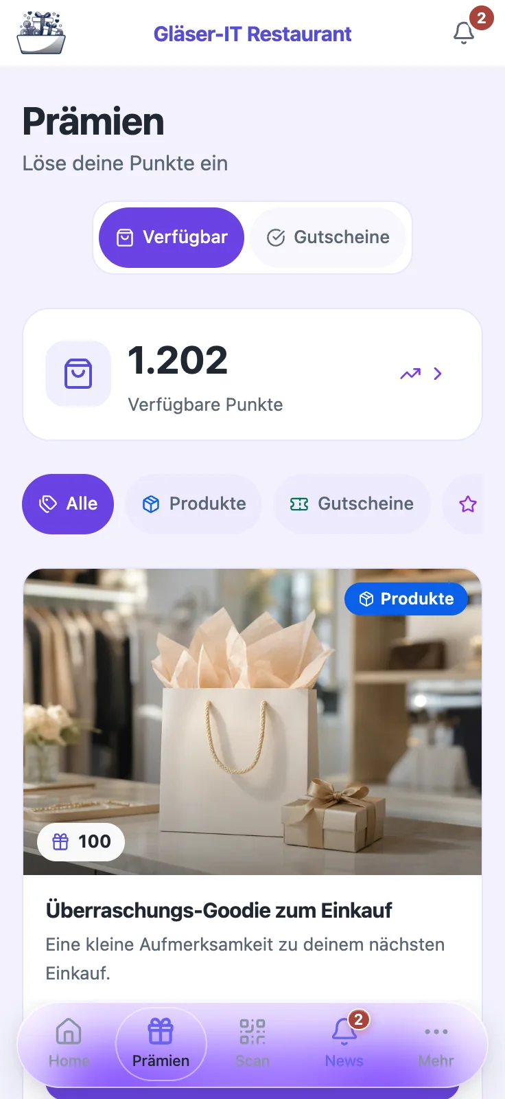 Prämien · separates Branding-Beispiel, deutsche Demo